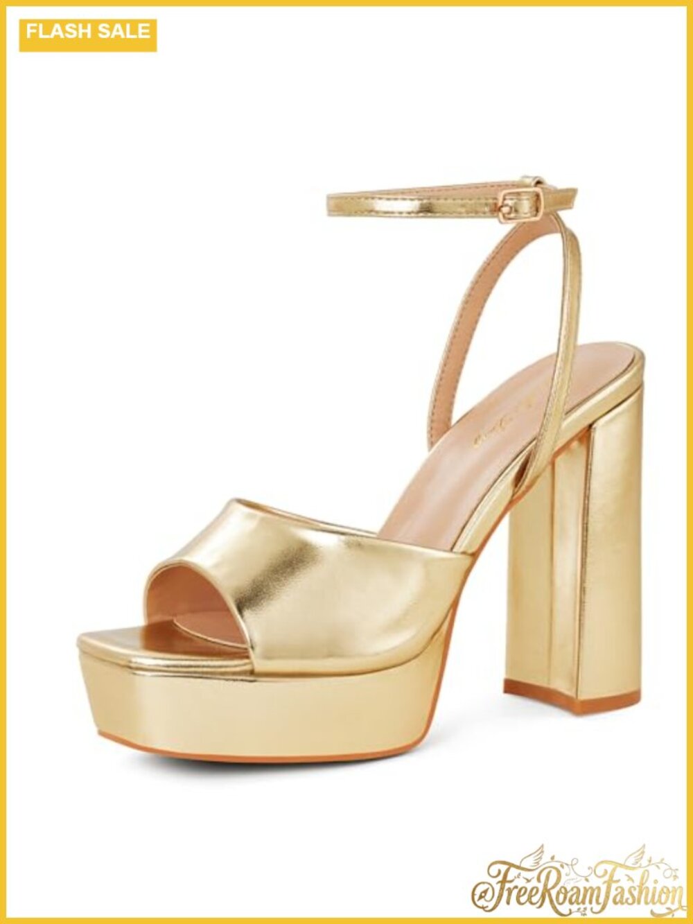 Women's Platform Chunky Heel Sandals Ankle Strap Square Toe Dressy Heels